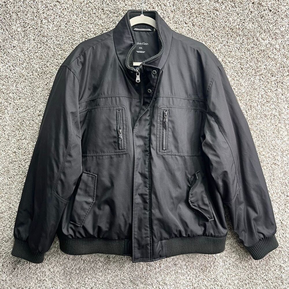 Calvin Klein Coat Men’s XXL Black Water and Wind Resistant Zip Up‎ and Snap